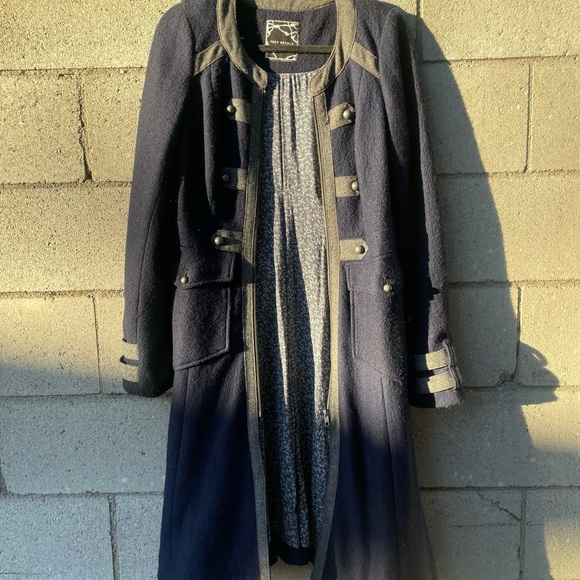 Free People Blue Military Trench Coat - Picture 1 of 3